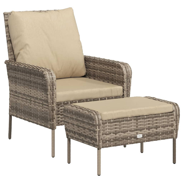 vidaXL Chaise de jardin avec repose-pieds marron clair en poly rotin