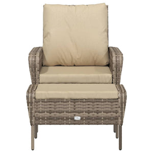 vidaXL Chaise de jardin avec repose-pieds marron clair en poly rotin