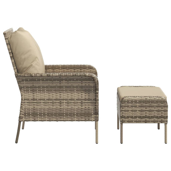 vidaXL Chaise de jardin avec repose-pieds marron clair en poly rotin