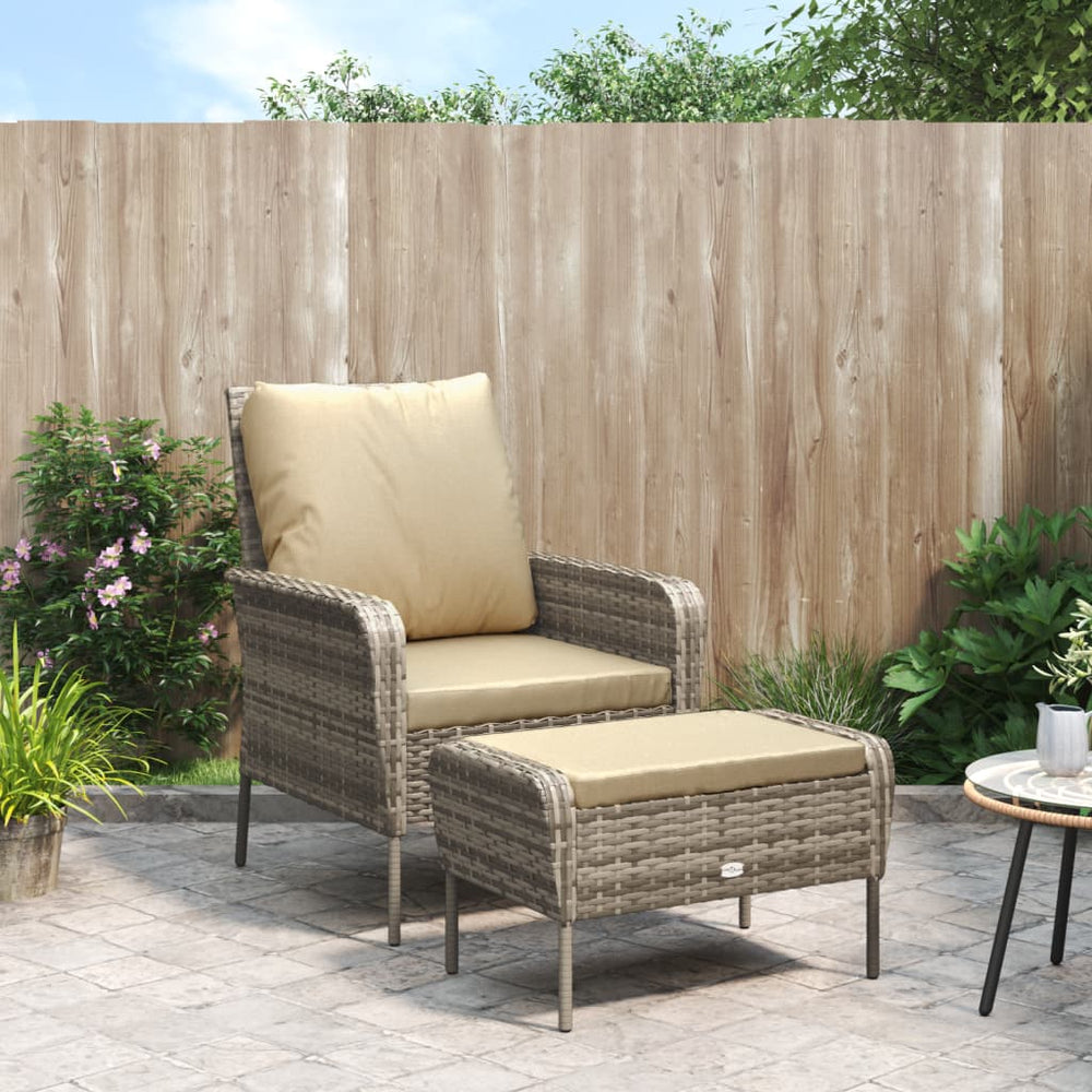 vidaXL Chaise de jardin avec repose-pieds marron clair en poly rotin