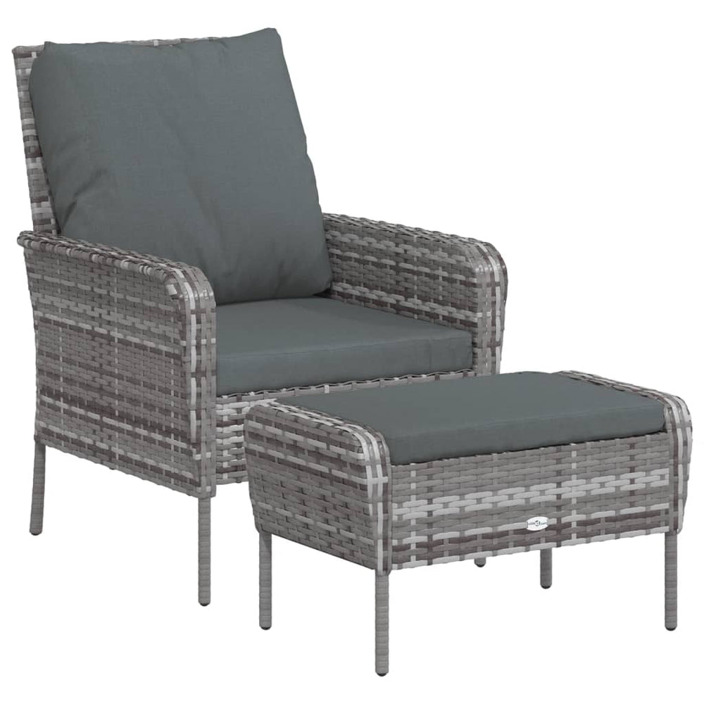 vidaXL Chaise de jardin avec repose-pieds Gris poly rotin