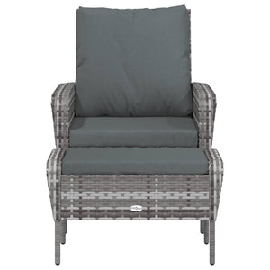 vidaXL Chaise de jardin avec repose-pieds Gris poly rotin