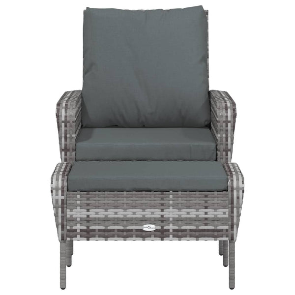 vidaXL Chaise de jardin avec repose-pieds Gris poly rotin