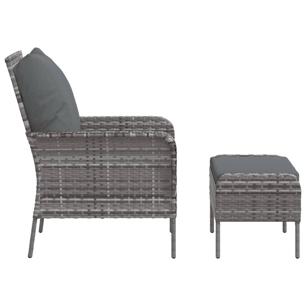 vidaXL Chaise de jardin avec repose-pieds Gris poly rotin