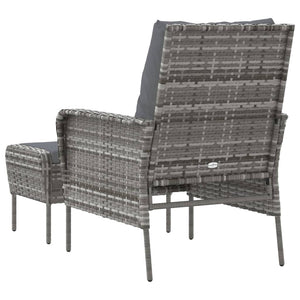 vidaXL Chaise de jardin avec repose-pieds Gris poly rotin