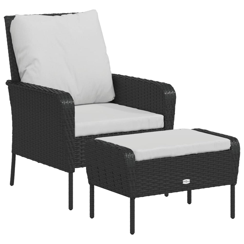 vidaXL Chaise de jardin avec repose-pieds résine tressée noire