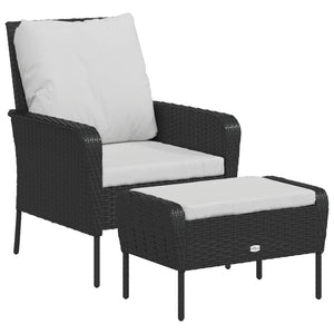 vidaXL Chaise de jardin avec repose-pieds résine tressée noire