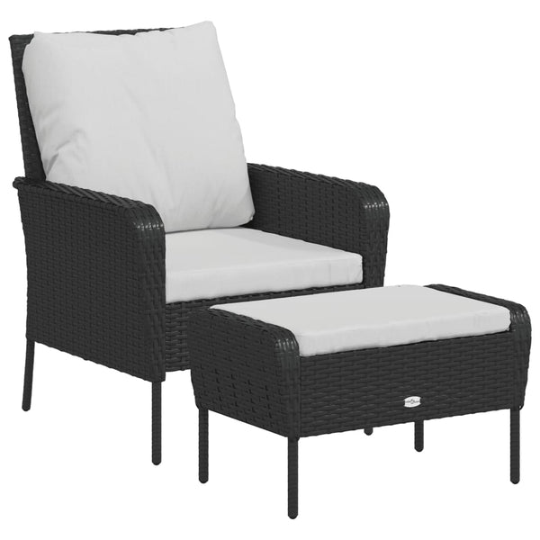 vidaXL Chaise de jardin avec repose-pieds résine tressée noire