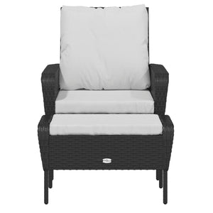 vidaXL Chaise de jardin avec repose-pieds résine tressée noire