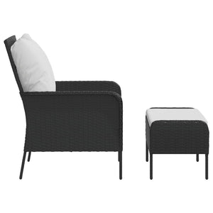 vidaXL Chaise de jardin avec repose-pieds résine tressée noire