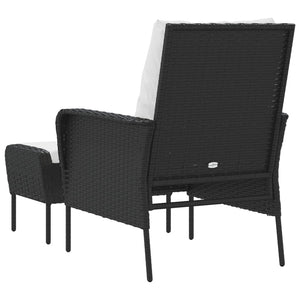 vidaXL Chaise de jardin avec repose-pieds résine tressée noire