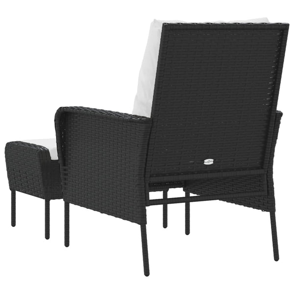 vidaXL Chaise de jardin avec repose-pieds résine tressée noire