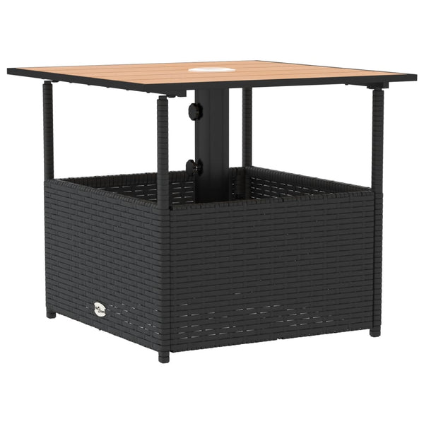 Schwarzer Gartentisch mit Schirmloch 55x55 cm