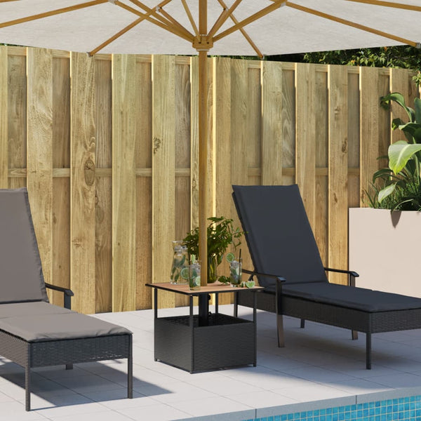 Schwarzer Gartentisch mit Schirmloch 55x55 cm