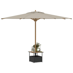 Schwarzer Gartentisch mit Schirmloch 55x55 cm