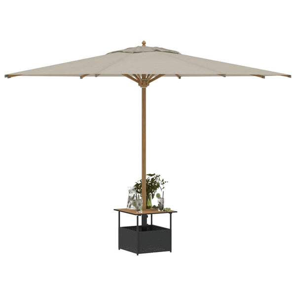 Schwarzer Gartentisch mit Schirmloch 55x55 cm