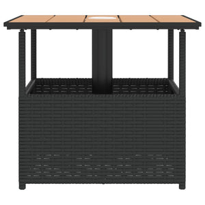 Schwarzer Gartentisch mit Schirmloch 55x55 cm