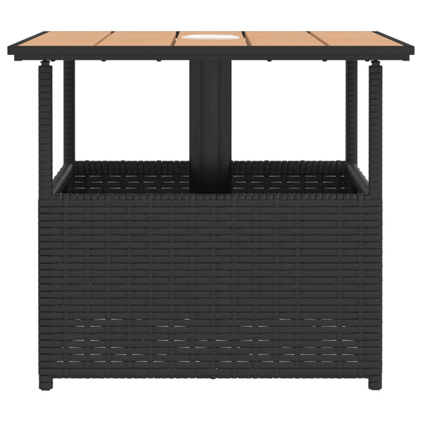 Schwarzer Gartentisch mit Schirmloch 55x55 cm