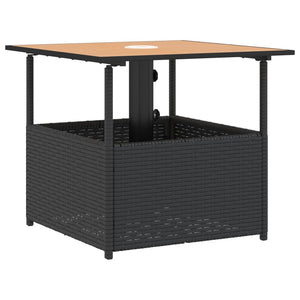 Schwarzer Gartentisch mit Schirmloch 55x55 cm