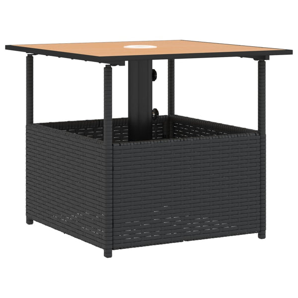 Schwarzer Gartentisch mit Schirmloch 55x55 cm