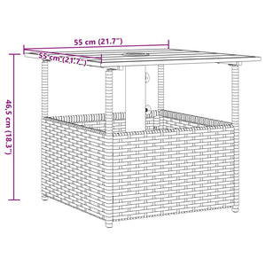 Schwarzer Gartentisch mit Schirmloch 55x55 cm