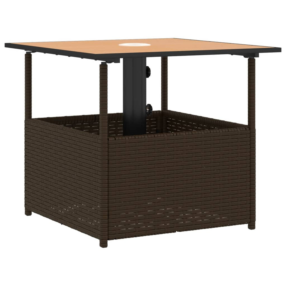 Poly Rattan Gartentisch Braun mit Schirmloch