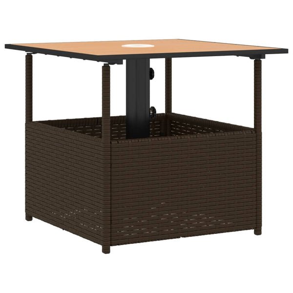 Poly Rattan Gartentisch Braun mit Schirmloch