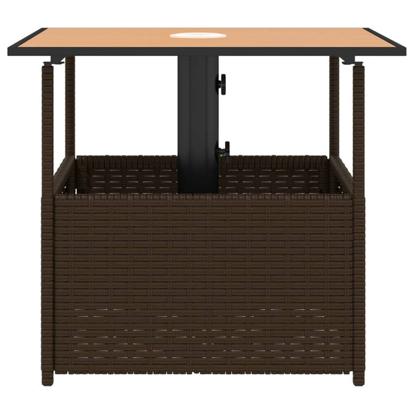 Poly Rattan Gartentisch Braun mit Schirmloch