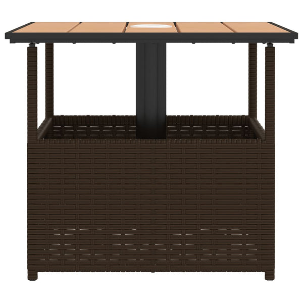Poly Rattan Gartentisch Braun mit Schirmloch