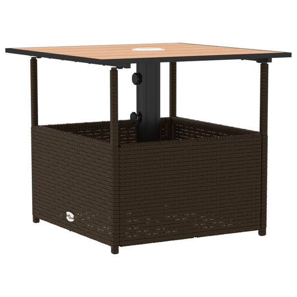 Poly Rattan Gartentisch Braun mit Schirmloch