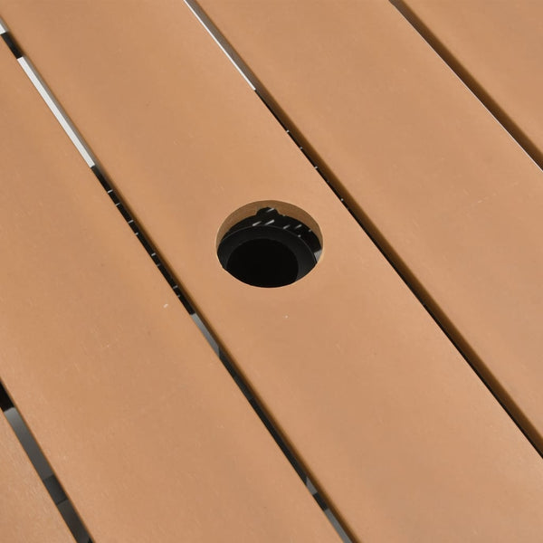 Poly Rattan Gartentisch Braun mit Schirmloch