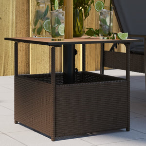 Poly Rattan Gartentisch Braun mit Schirmloch