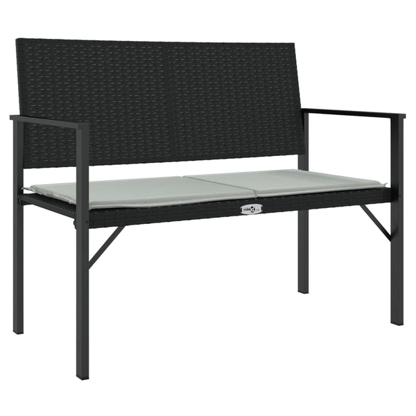 vidaXL Banc de jardin 2 places avec coussins Noir Résine tressée