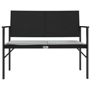 vidaXL Banc de jardin 2 places avec coussins Noir Résine tressée