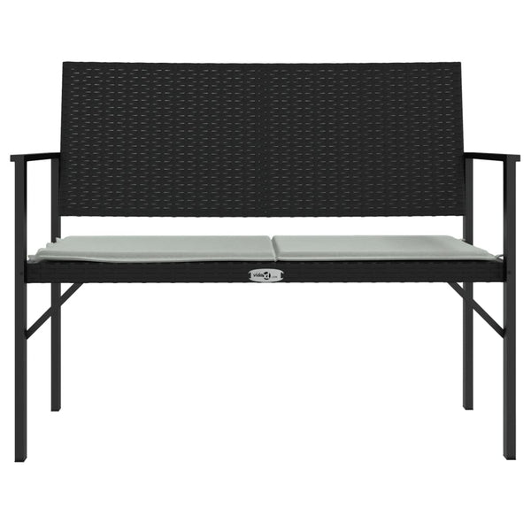 vidaXL Banc de jardin 2 places avec coussins Noir Résine tressée