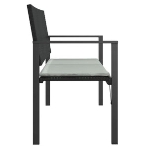 vidaXL Banc de jardin 2 places avec coussins Noir Résine tressée