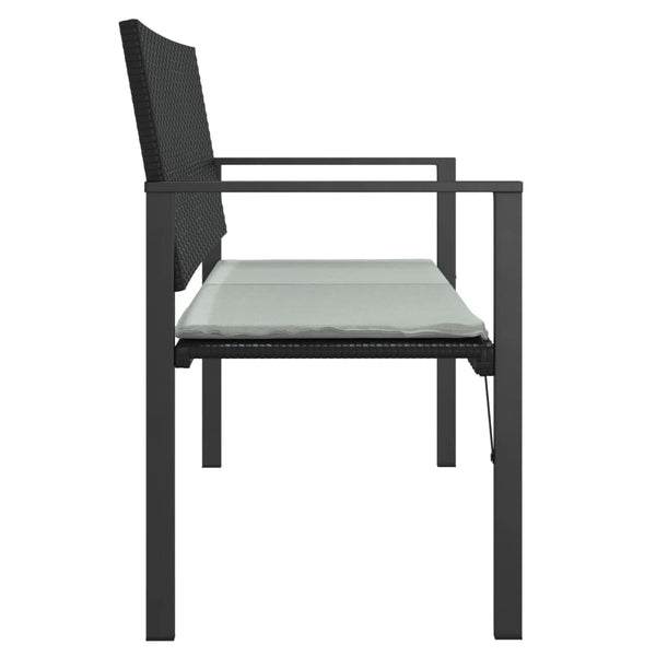 vidaXL Banc de jardin 2 places avec coussins Noir Résine tressée