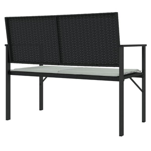 vidaXL Banc de jardin 2 places avec coussins Noir Résine tressée