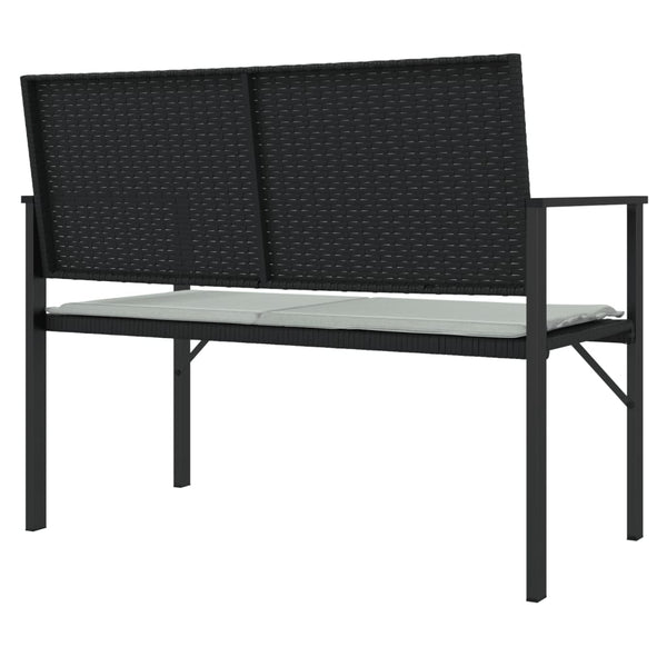 vidaXL Banc de jardin 2 places avec coussins Noir Résine tressée
