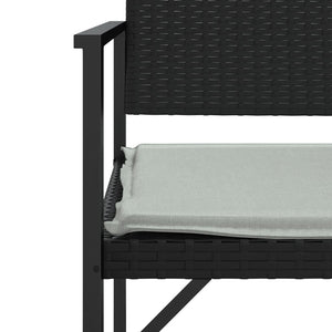 vidaXL Banc de jardin 2 places avec coussins Noir Résine tressée