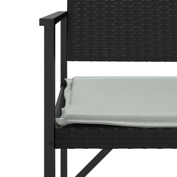vidaXL Banc de jardin 2 places avec coussins Noir Résine tressée
