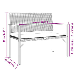 vidaXL Banc de jardin 2 places avec coussins Noir Résine tressée