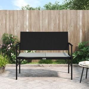 vidaXL Banc de jardin 2 places avec coussins Noir Résine tressée