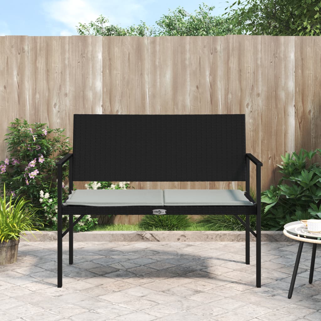 vidaXL Banc de jardin 2 places avec coussins Noir Résine tressée