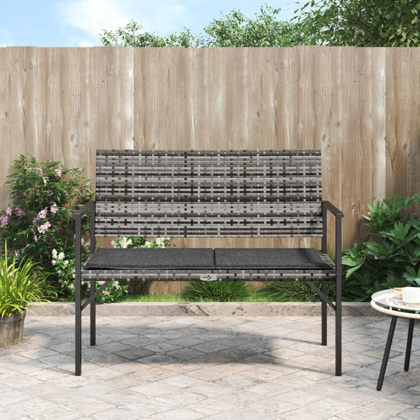 2-Sitzer Gartenbank Grau mit Kissen