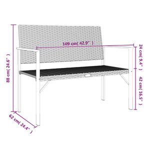Gartenbank 2-Sitzer Poly Rattan Schwarz
