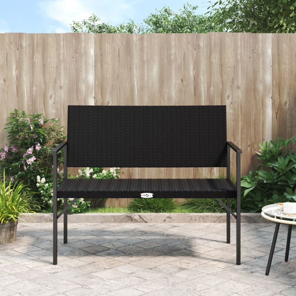 Gartenbank 2-Sitzer Poly Rattan Schwarz