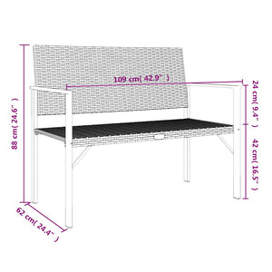 Gartenbank 2-Sitzer Grau Poly Rattan