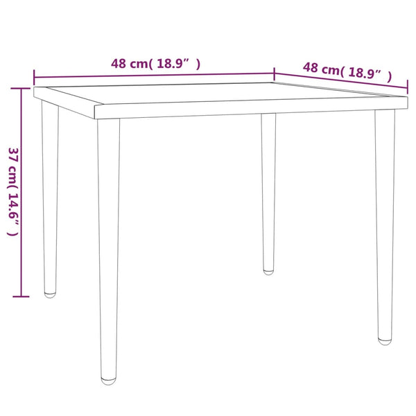 Grauer Gartentisch 48x48 cm Stahl