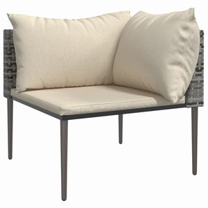 3-tlg. Garten-Lounge-Set mit Kissen Grau Poly Rattan